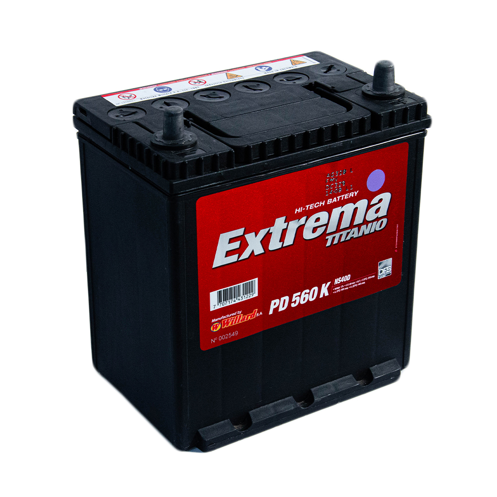 Batería Willard Extrema Caja NS40-560 Polaridad Derecha
